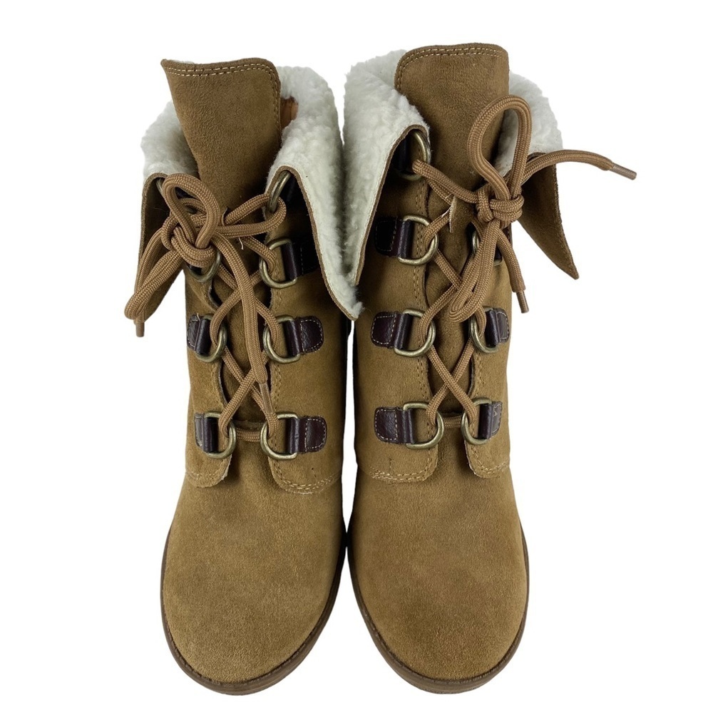 Coach and Four Sherpa Suede Leather Boots Women’s Size 8.5 Tan Brown Keystone II - Picture 4 of 9